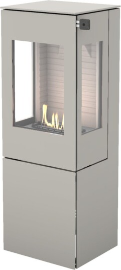 Nexo 120 nikkel frittstående biopeis med sideglass og ståldør