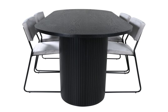 Venture Home Bianca Spisegruppe 200 cm Oval med 4 Kenth Stoler Sort