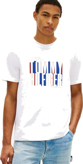 Tommy Hilfiger Split Colour Graphic Tee   White   L