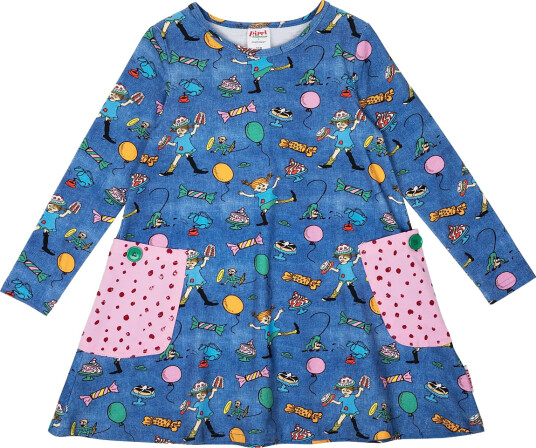 Pippi Langstrømpe Party Pippi Dress Blue 86