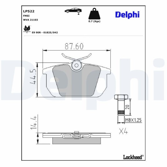 Bremseklosser DELPHI LP522