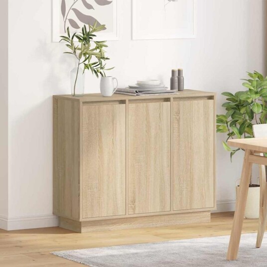  skap med LED i Sonoma eik 90x32x75 cm i konstruert tre