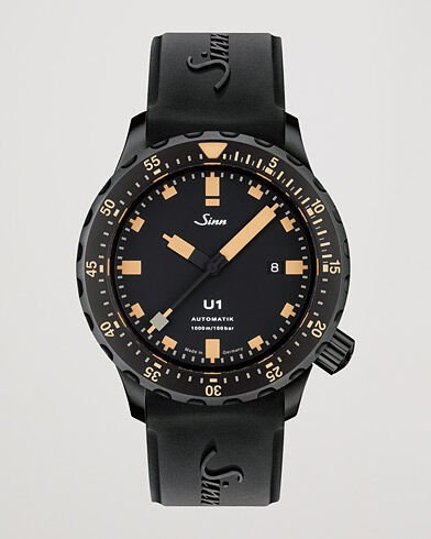 Sinn U1 Black Hard Coating Diving Watch 44mm Black/Ivory