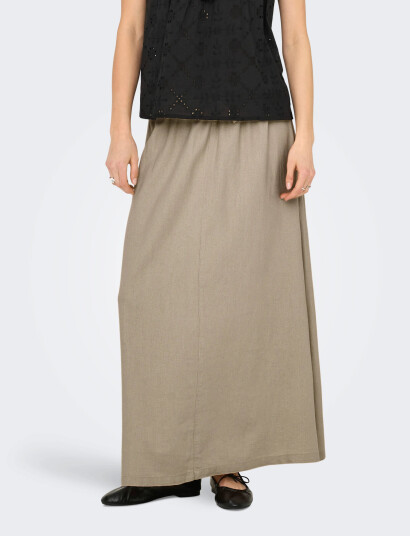 ONLY Onlcaro Hw Linen Bl Long Skirt Cc Pnt - Beige - XS