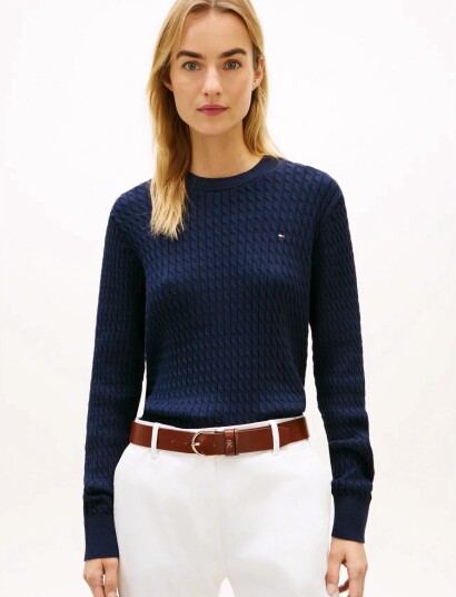 Tommy Hilfiger Co Cable Fine Gg C Nk Ls Sweater Navy S