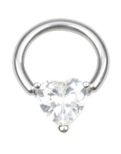 Utgått BCR Piercing med Hjerteformet Klar Sten