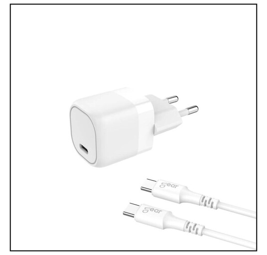 Carl Hurtiglader 25W med 1m USB-C Kabel Hvit