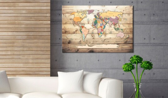 Tavle World Map: Colourful Continents 90X60 Artgeist sp. z o. o.