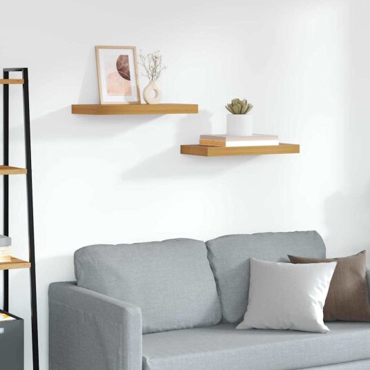  Vegghylle Veggmontert 2 pcs Brun 50 x 23 x 4 cm Konstruert tre