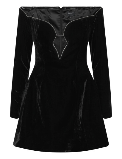 Bardot Luvia Velour Hourglass Dress   Black   40