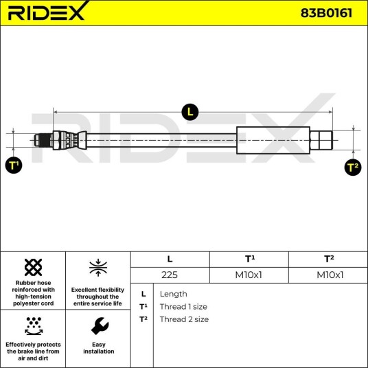 RIDEX 83B0161 Bremseslange