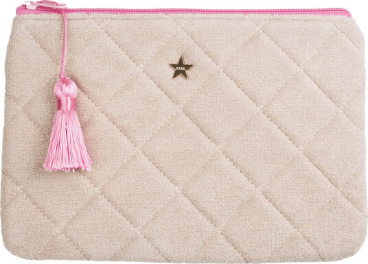 DARK Terry Quilted Small Pouch Sand & Bubblegum Pink
