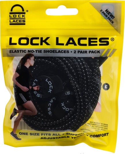 Lock Laces No Tie Shoelaces 2-pack Black OneSize