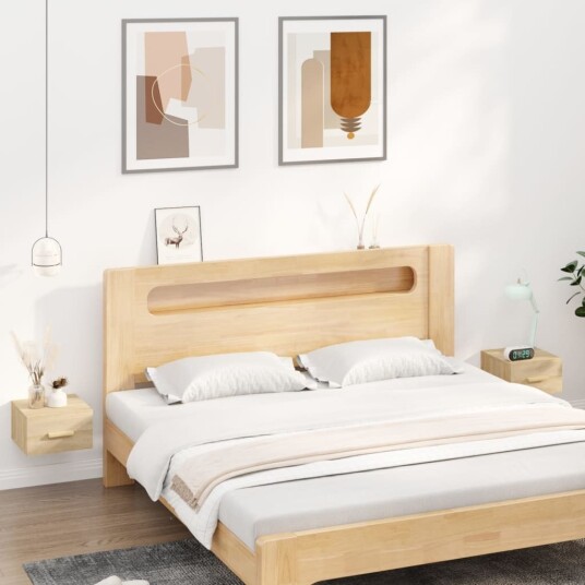 Veggmontert nattbord 2 stk sonoma eik 35x35x20 cm 8720287083276