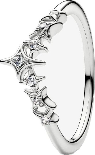 Pandora Platinum Tiara Stars Ring - CLEAR - 52