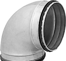 Kort Bøj. Ø250 90 Gr.   Bfk 250 90 Nippel/Nippel Falset Galvaniseret