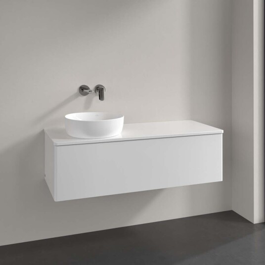 Villeroy & Boch Antao Servantskap med 1 skuff 120x50x36 cm m/lys Hvit Høyglans Villeroy & Boch Antao Servantskap med 1 skuff 120x50x36 cm m/lys Hvit Høyglans