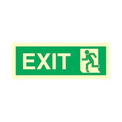 Jo Safety Exit left Photoluminescent Self Adhesive Vinyl PV HR 100 x 300 mm IMO direction sign 100001PVHR