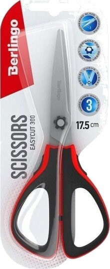 Berlingo Berlingo Easycut 300 Soft Grip Saks 17,5 Cm Rød Berlingo Berlingo Easycut 300 Soft Grip Saks 17,5 Cm Rød