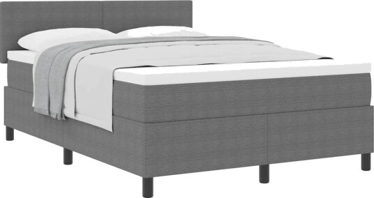 Box Spring Seng med Madrass Lys Grå 160x200 cm Kordfløyel