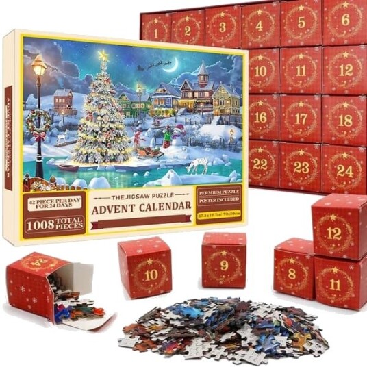 Puslespill Adventskalender 2026 1008 Puslespillbiter 24 Dager Nedtelling til Jul adventskalendere