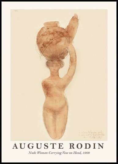 Nude Woman Carrying Vase on Head Plakat Plakat / 40x50cm