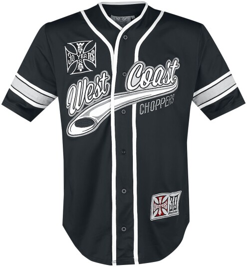 West Coast Choppers Rockabilly Kortermet skjorte 30 Years Anniversary Limited Baseball Jersey S til 4XL Herrer svart-hvit West Coast Choppers Rockabilly Kortermet skjorte 30 Years Anniversary Limited Baseball Jersey S til 4XL Herrer svart-hvit