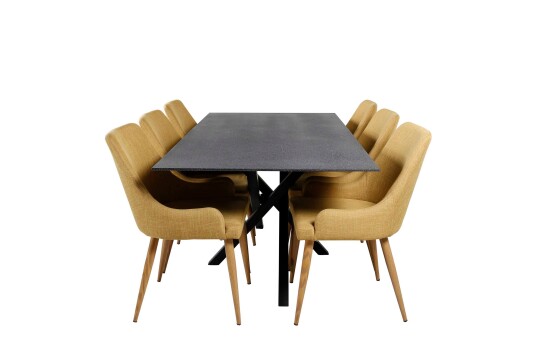 Venture Design Piazza & Plaza spisegruppe Grå/gul 6 st stoler & bord 180 x 90 cm