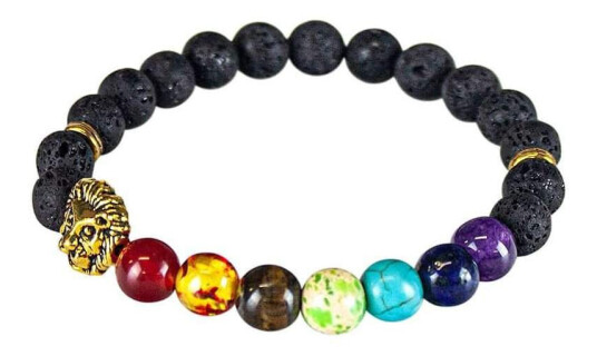 Chakraarmbånd med løvedetalj Chakraarmbånd med løvedetalj