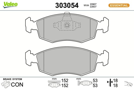 Bremseklosser VALEO 303054