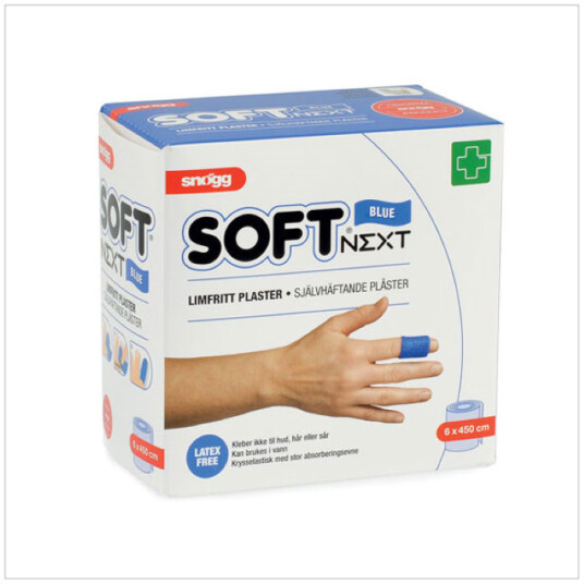 Next Plaster Limfritt Soft Next 6cmx4,5m. Blå