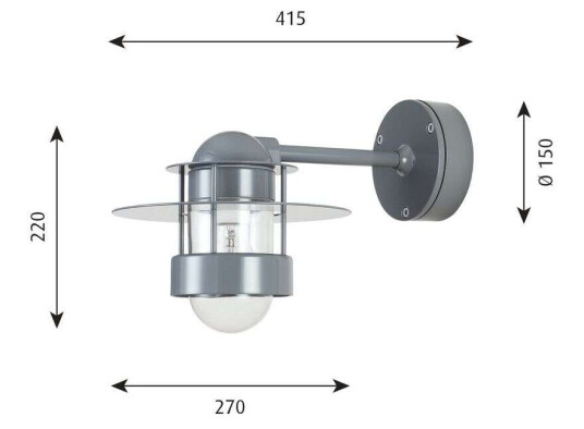 Louis Poulsen - Albertslund Vegglampe Grå Kort E27 Louis Poulsen
