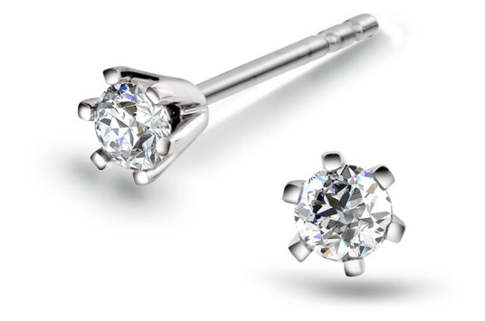 Olivia by Gullfunn, Øredobber i 585 hvitt gull med diamant 0,20 ct
