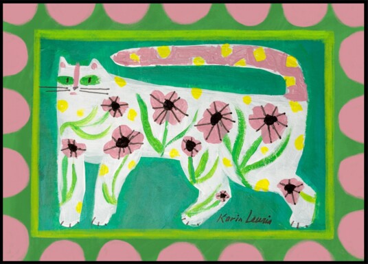 Whimsical Flower Cat Plakat / 21x30 Whimsical Flower Cat Plakat / 21x30