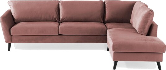 Trend 4 seters Høyrevendt L formet Sjeselongsofa i Fløyel Rosa