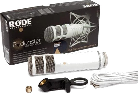 Røde Podcaster USB Dynamisk Mikrofon for Podcasting og Gaming Hvit