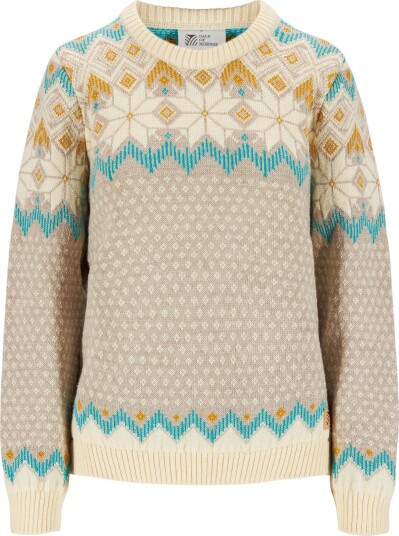 Dale of Norway Women's Vilja Sweater Sandstone/Offwhite/Peacock XS Dale of Norway Women's Vilja Sweater Sandstone/Offwhite/Peacock XS