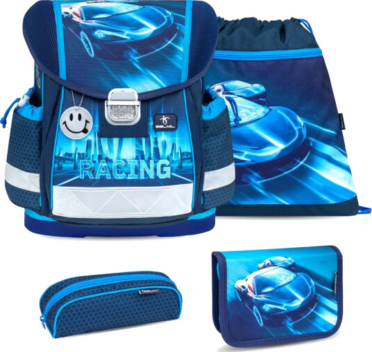 Race Car Skolesekk Med 4 Deler Belmil School Bags 881979