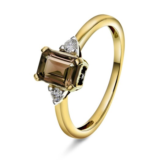 Michelle ring i 585 gult gull med diamanter 0,10 ct, størrelse 56