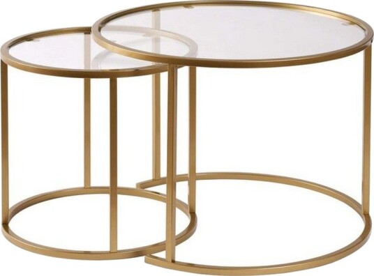 Sofabordsett 2 stykker Rikiya Liten Gulltransparent - Gulltransparent