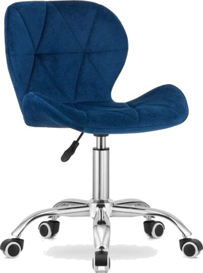 Velvet Swivel Kontorstol bred ryggstøtte marineblå