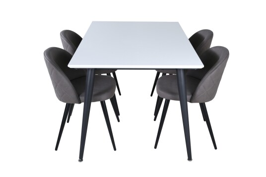 Venture Home Jimmy Spisegruppe 150 cm Rektangulær med 4 Velvet Stoler Sort