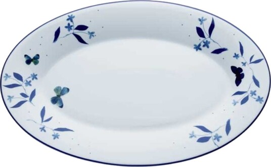 Porsgrunds Porselænsfabrik Bluebird Butterfly Ovalfat 39 cm