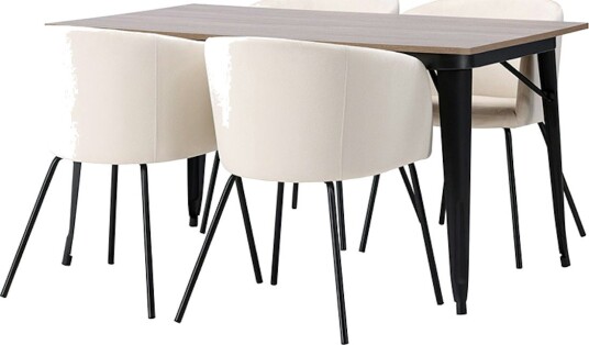 Spisegruppe Venture Home Tempe 140 cm med 4 Berit Stoler Fløyel