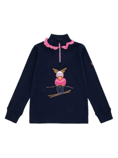 WoolLand Høvringen Merino Half Zip Barn Dark Blue 134 140