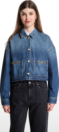 Tommy Hilfiger Cropped Jacket Cam Mid Blue S Tommy Hilfiger Cropped Jacket Cam Mid Blue S