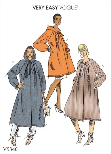 Vogue 9340 - Kåpe med hette Y (SML-MED-LRG)