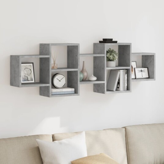  Vegghylle betonggrå 129x18x42 cm konstruert tre 8721158360861