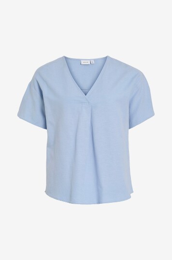 Vila - Topp viPrisilla V-neck S/S Top - Blå