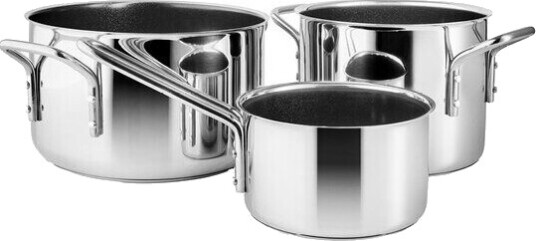 Eva Trio Stainless Steel grytesett 3 deler keramisk Slip-Let® belegg Eva Trio Stainless Steel grytesett 3 deler keramisk Slip-Let® belegg